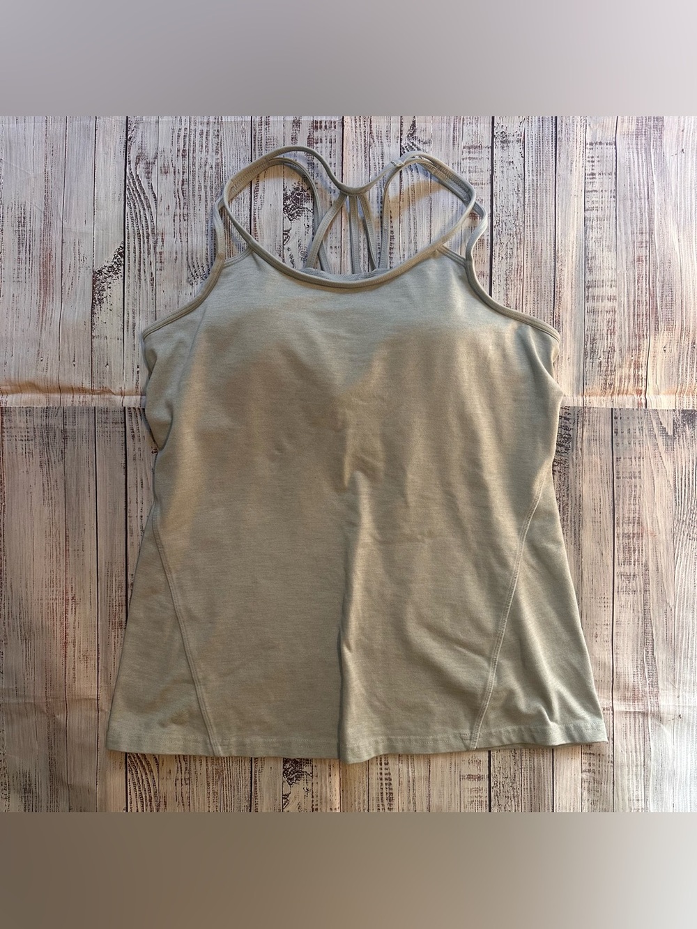Athleta Gray Strappy Back Built In Bra Tank Large Yoga Workout